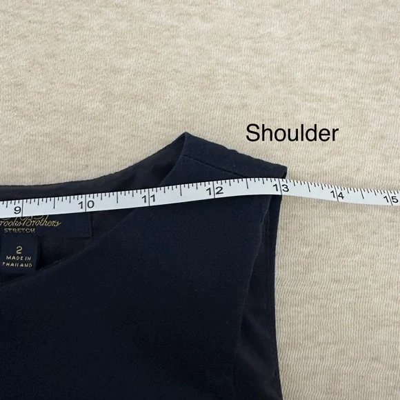Brook Brothers Women’s Stretch Sleeveless Navy Blue & Cream Cotton Dress Size 2 - Picture 4 of 11
